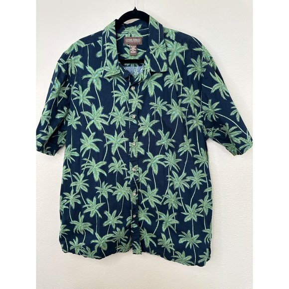 Cookie Street mens Blue Palm tree Shirt 2XL short sleeve button up cotton - Picture 2 of 7
